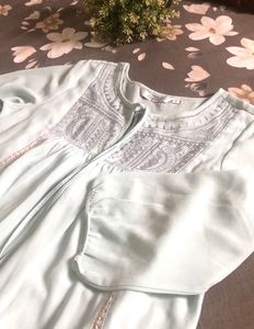 Light Blue Embroidered Top