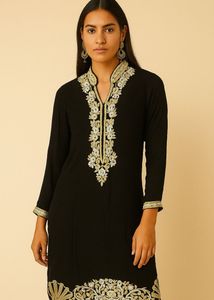 Elegant Black Embroidered Kurti