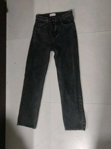 Mango Black Wash Straight Leg Jeans