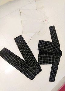 Checkered Blazer & Pants Set