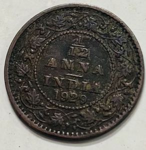 British India- 1/12 Anna George V 1929-Bronze coin