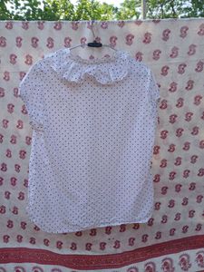 Polka Dot Ruffle Top