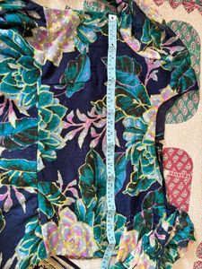 Floral drape gown with belt