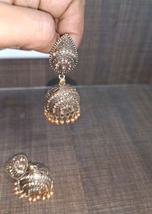 Oxidised Golden Jhumka
