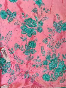 Pink And Seagreen Color Eads Work Saree