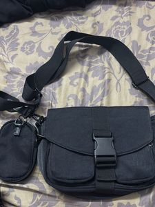 Black Crossbody Bag with Coin Pouch