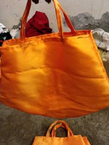 Orange silk fabric Bag