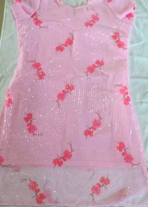 Pink Floral Sequined Kurta