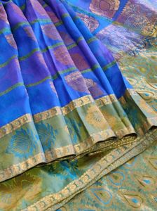Blue And Green soft silk Saree