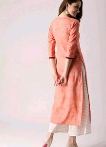 Embroidered Sharbati (Pastel Orange) Kurta