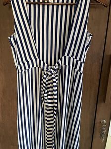 White And Blue Strips Long Shrug