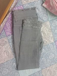 Frayed Hem Grey Jeans