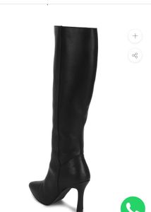 TRUFFLE COLLECTION BLACK PU STILETTO LONG BOOTS