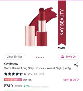Kay Beauty Lipstick In Shade Award Night