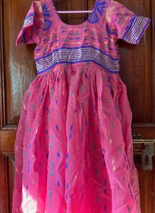 Beautiful Long Flair Anarkali Pink