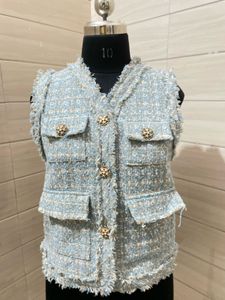 korean CHANEL-style tweed vest
