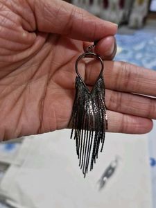Graphite Black Tassel VINTAGE EARRINGS