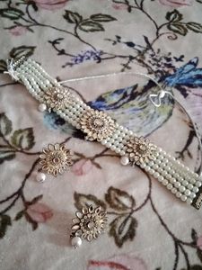 Pearl Choker and Earring Set