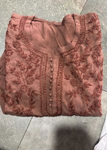 Brown 🤎 Fully Work Lucknowi Kurti
