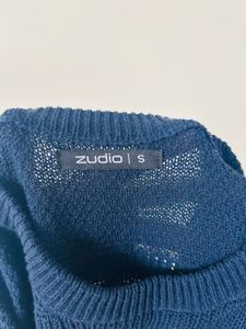 Blue Textured Knit Sweater