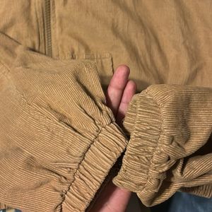 Solid Corduroy Cropped Bomber Jacket