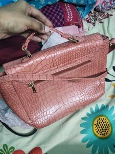 Croc-Embossed Handbag caprese