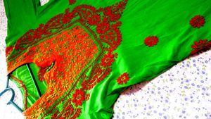 Embroidered  Chikenkari Green Kurta