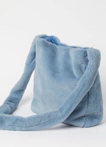 Blue Faux Fur Shoulder Bag