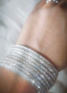 diamond silver bangles