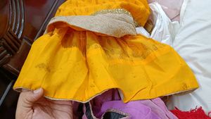 Yellow Nd Purple Combination Dress