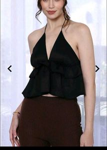 Crop Top Bundle: Black Halter &amp; White Wrap🥰❤️