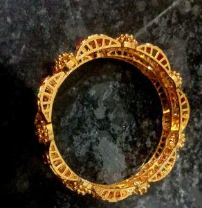 Gold Plated Bangles With Multiple Stones