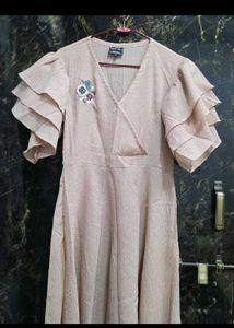 Ruffled Sleevs Fit And Flare Dress