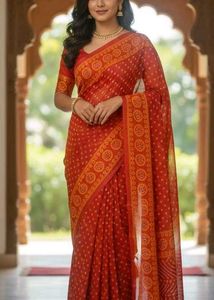 Elegant Red Printed Saree