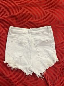 White Ripped Denim Shorts