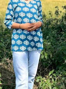 Blue Printed Tunic Top