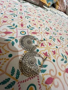 TWO PAIR Of Boho Silver Hoop Earrings