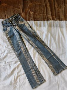 Vintage Stripped Flare Leg Jeans