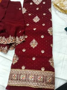 Elegant Maroon Dress Material (No Discount)