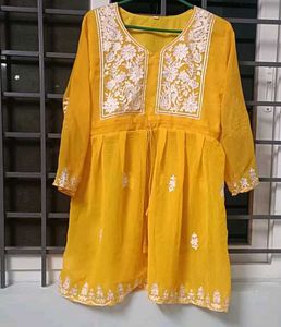 Yellow Embroidered Kurta