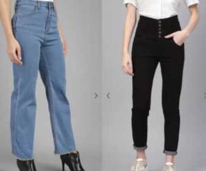 Light Wash Straight Leg Jeans 2set Black &amp; Blue