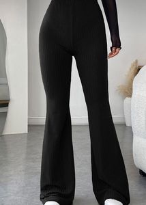 Black High Waisted Flare Trousers