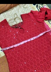 embroidery red kurti