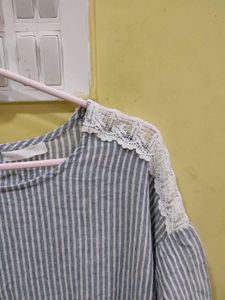 Striped Top with Lace Detail Bust 38 And Half