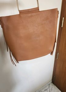 Fringed Tan Handbag