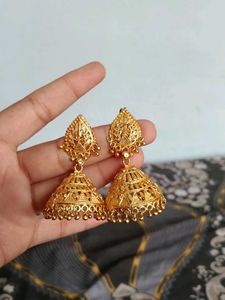 elegant Golden jhumka and rajasthani earrings
