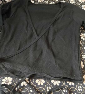 Black Wrap Up Crop Top