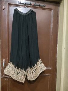 Women Black Party Wear Embroiday PlaZzo