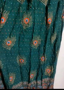 Dark Green Skirt Peacock 🦚pankh Print 30 Waist