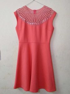 Beautiful Dress ,neck Decorated With Stones